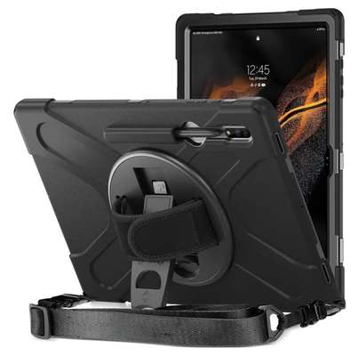Rugged grip rotatie cover Samsung Tab S8 Ultra 14,6 (X906/X906) + schouderriem