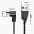 Haakse Micro USB type C - USB kabel zwart 3 meter