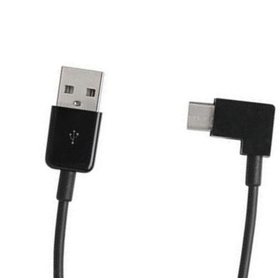 Haakse Micro USB type C - USB kabel zwart 2 meter