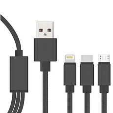 3 in 1 iPad Lightning - Micro USB - Micro USB type C kabel 1,2m