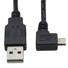 Haakse USB - Micro USB kabel zwart 2 meter